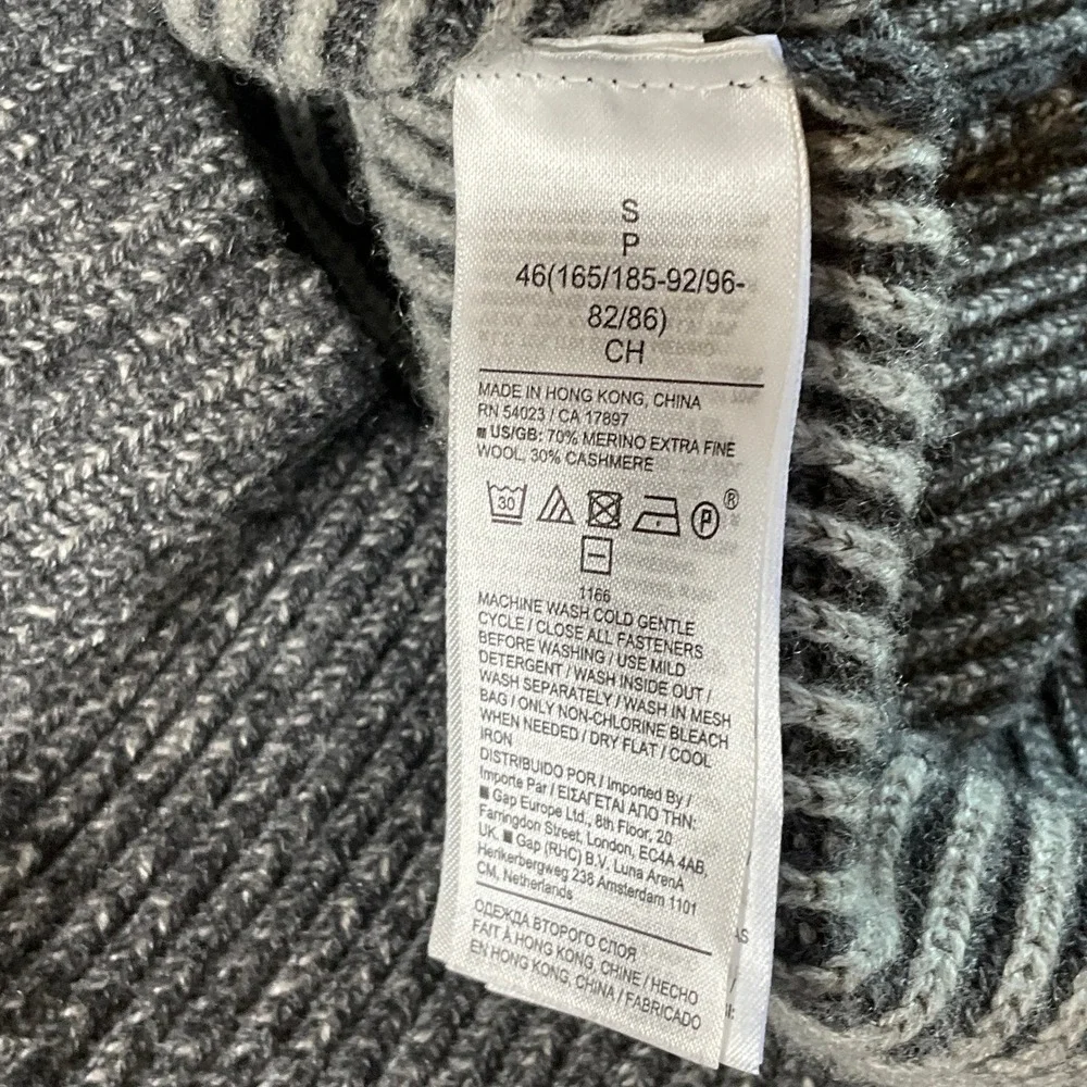 Banana Republic Sweater Mens S Grey Cashmere Wool Ribbed Quarter Zip Classic